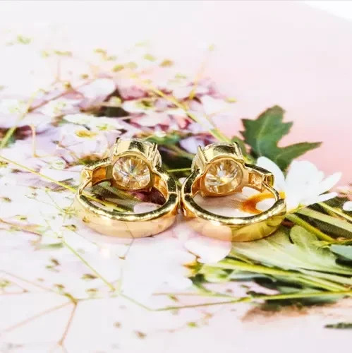 2Ct Round Cut Moissanite Huggie Hoop Earrings 14K Yellow Gold Plated