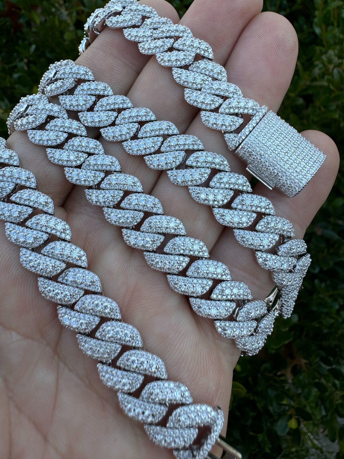 MOISSANITE Real Miami Cuban Link Chain Iced Hip Hop 925 Silver Necklace 16″-30″