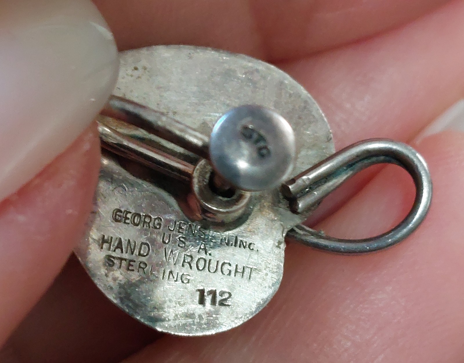 Georg Jensen Hand Wrought Sterling 112 Screw Back Earrings Rare 6.80g