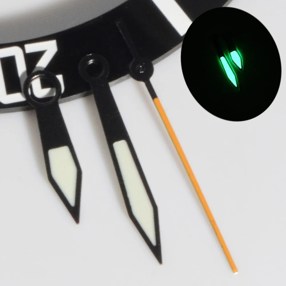 Watch Hands C3 Green Luminous Black White 8x12x12.5mm For NH35 NH36 Set
