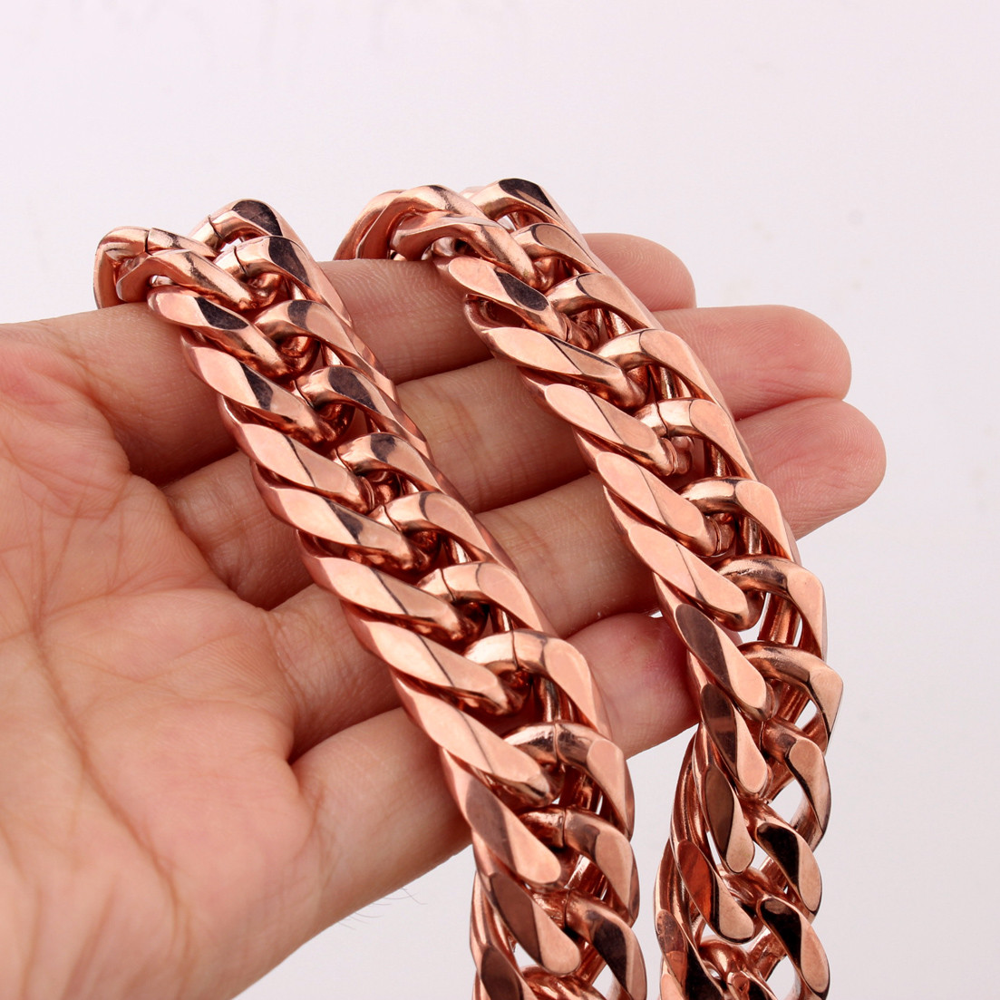 9/11/13/16mm Heavy Stainless Steel Rose Gold Mens Curb Chain Necklace Bracelet
