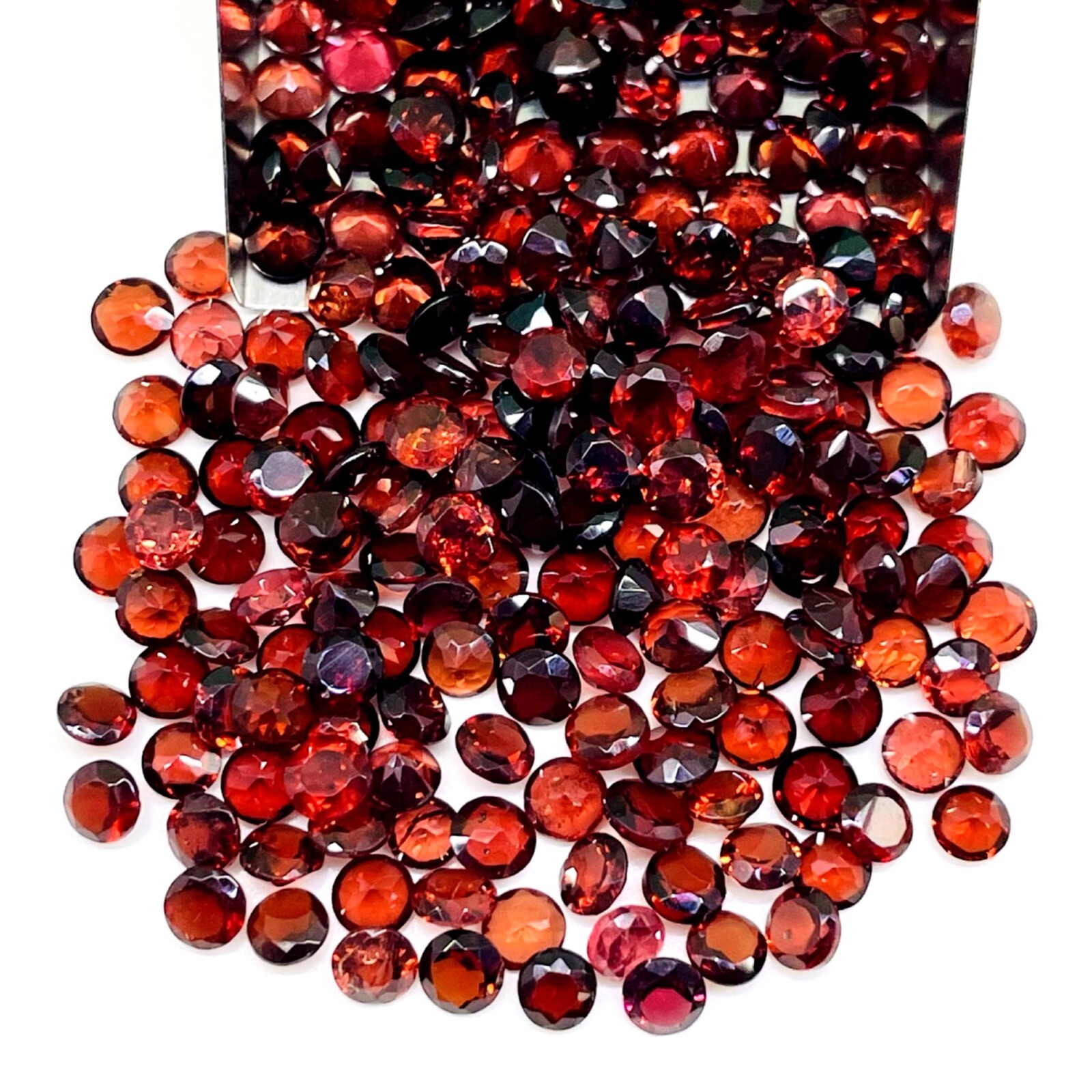 50 Pcs Natural Mozambique Garnet 4mm Round Cut Loose Untreated Gemstones Lot