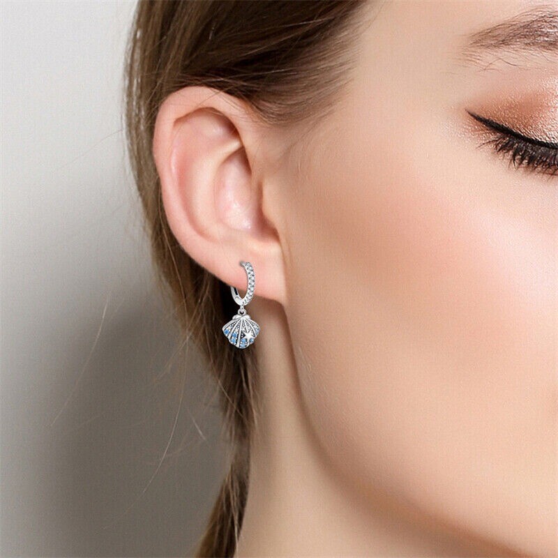 KUNSIR Sterling Silver Elegant Seashell Dangle Earrings For Women Jewelry Gifts