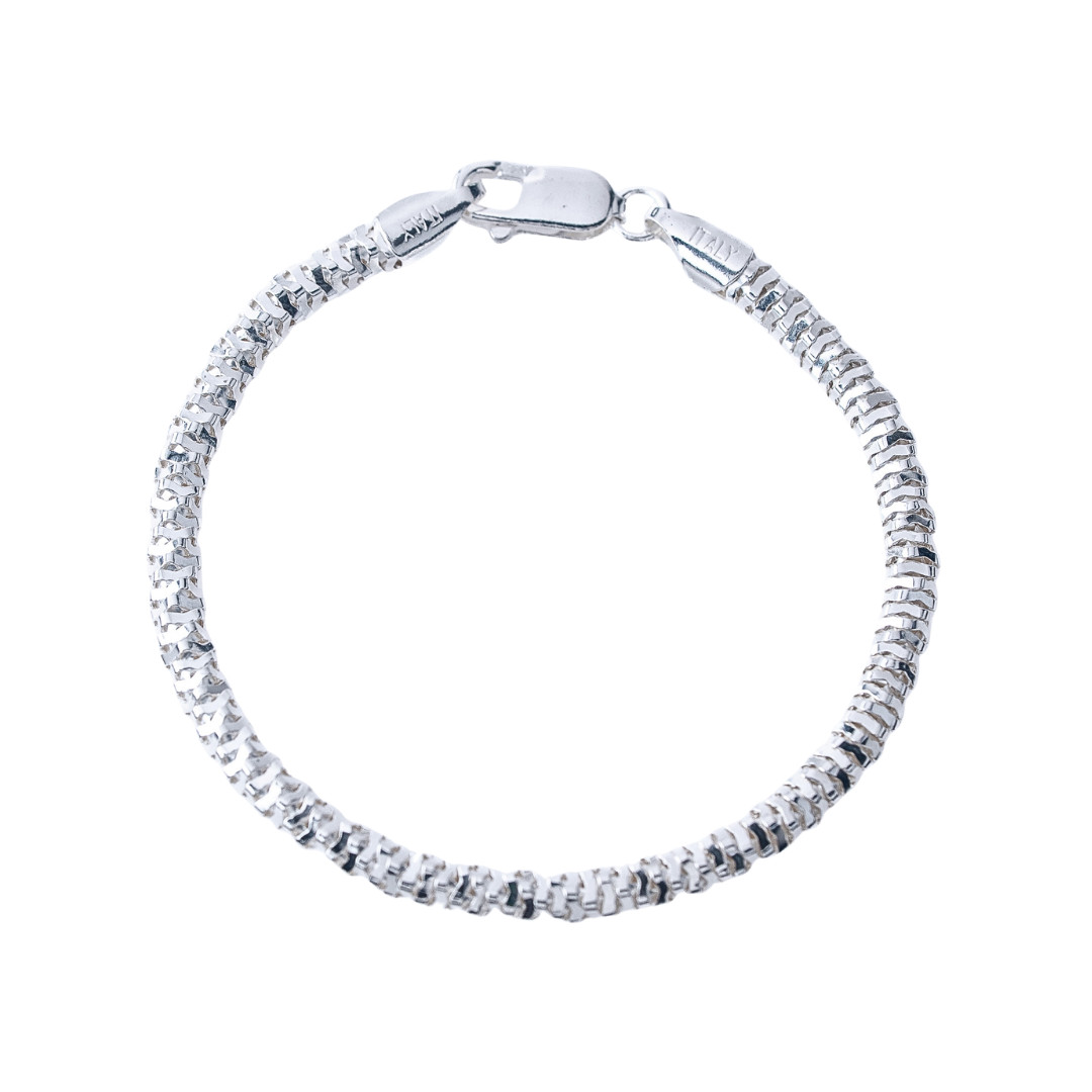 4MM Diamond Cut Sparkle Ice Rock Chain Real 925 Sterling Silver Necklace ITALY