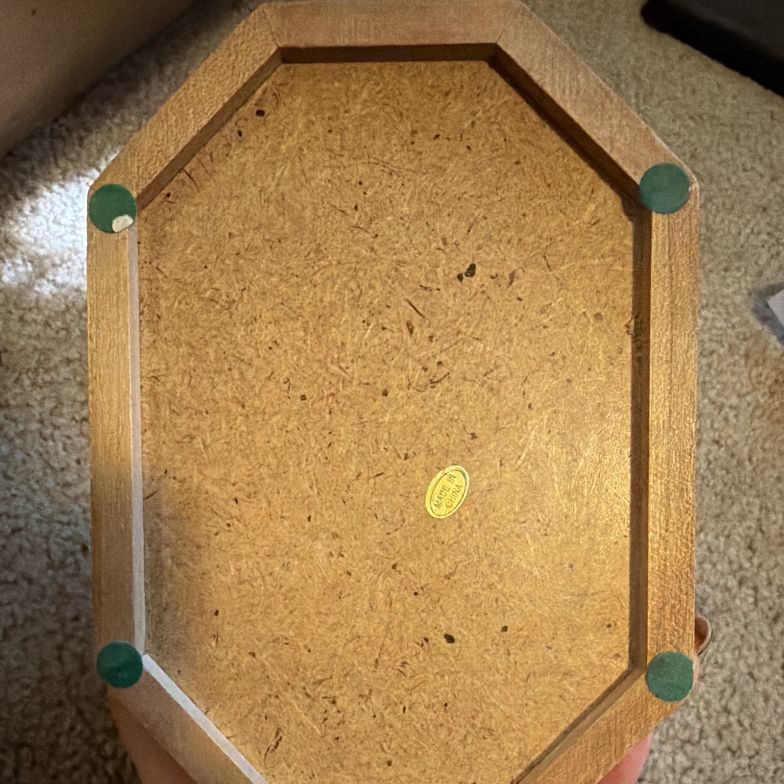 Octagon Wood Jewelry Box w/ Glass Hinged Lid, Velvet Lined Ring Rolls