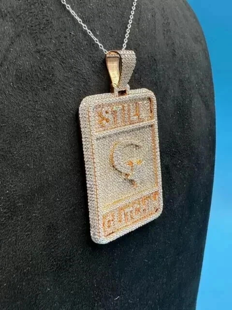 4Ct Round Cut Moissanite Men’s Customize Letter Pendant 14K Yellow Gold Plated