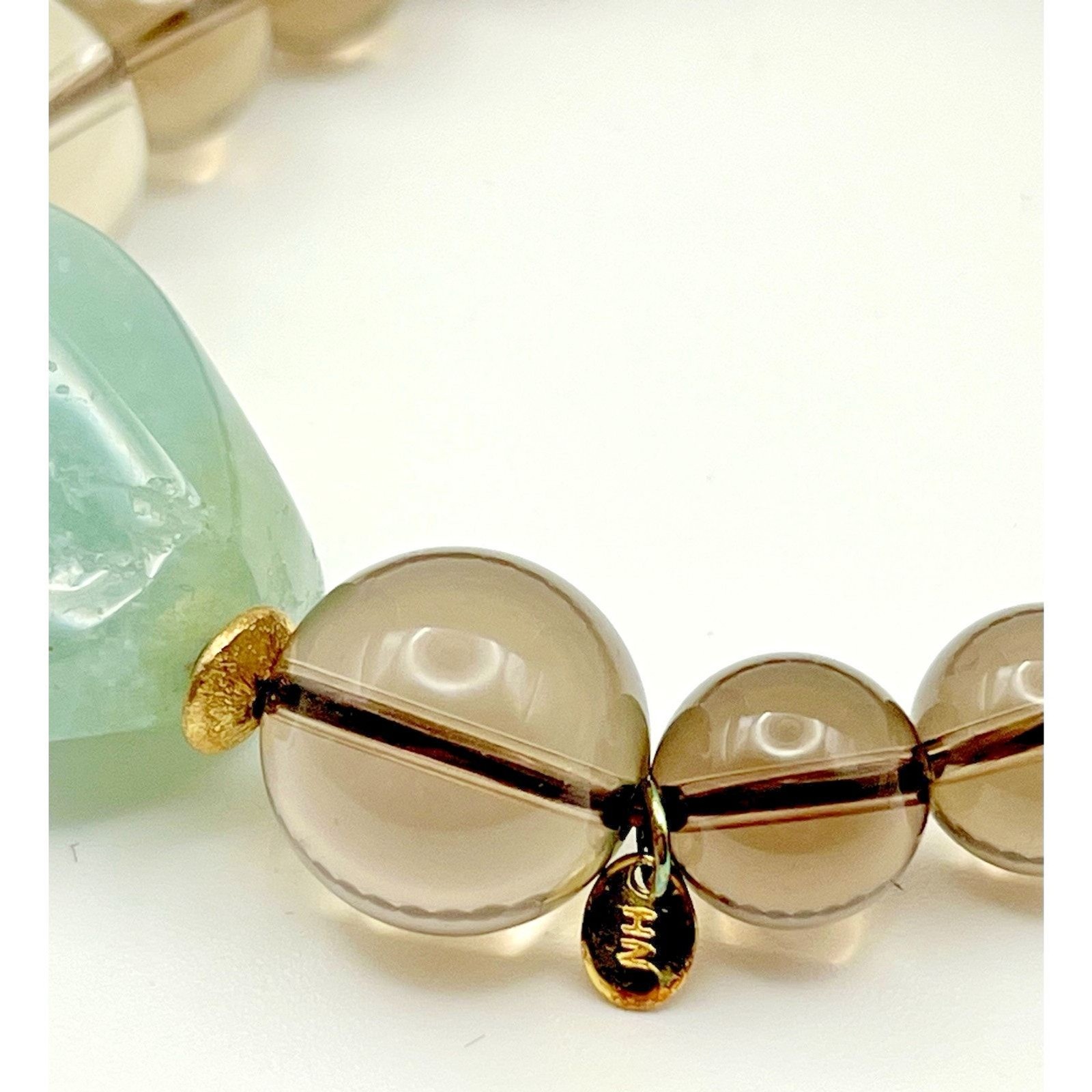 Jade & Glass Beads Bracelet – Elastic Stretch Women’s Ladies Beach Beauty