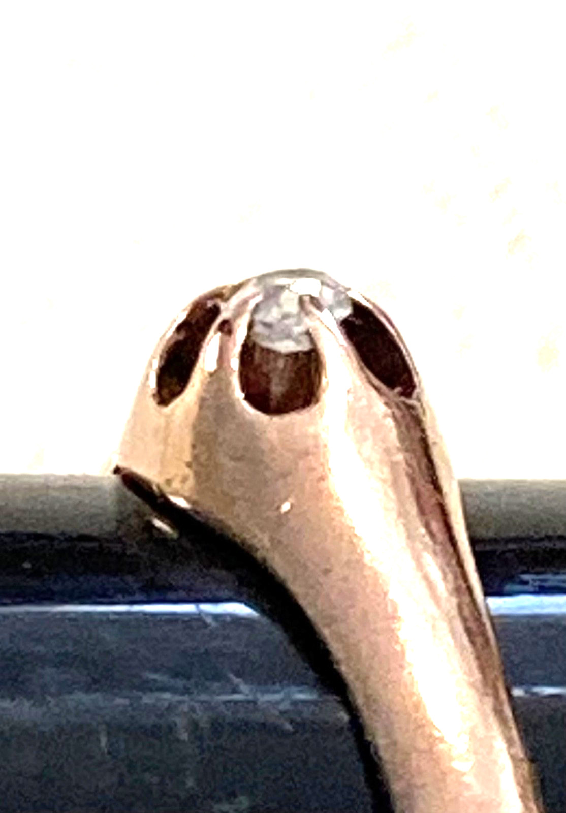 Antique Belcher 10K Rose Gold Old Mine Cut Diamond RING, Size 6.5, 1.6 Grams