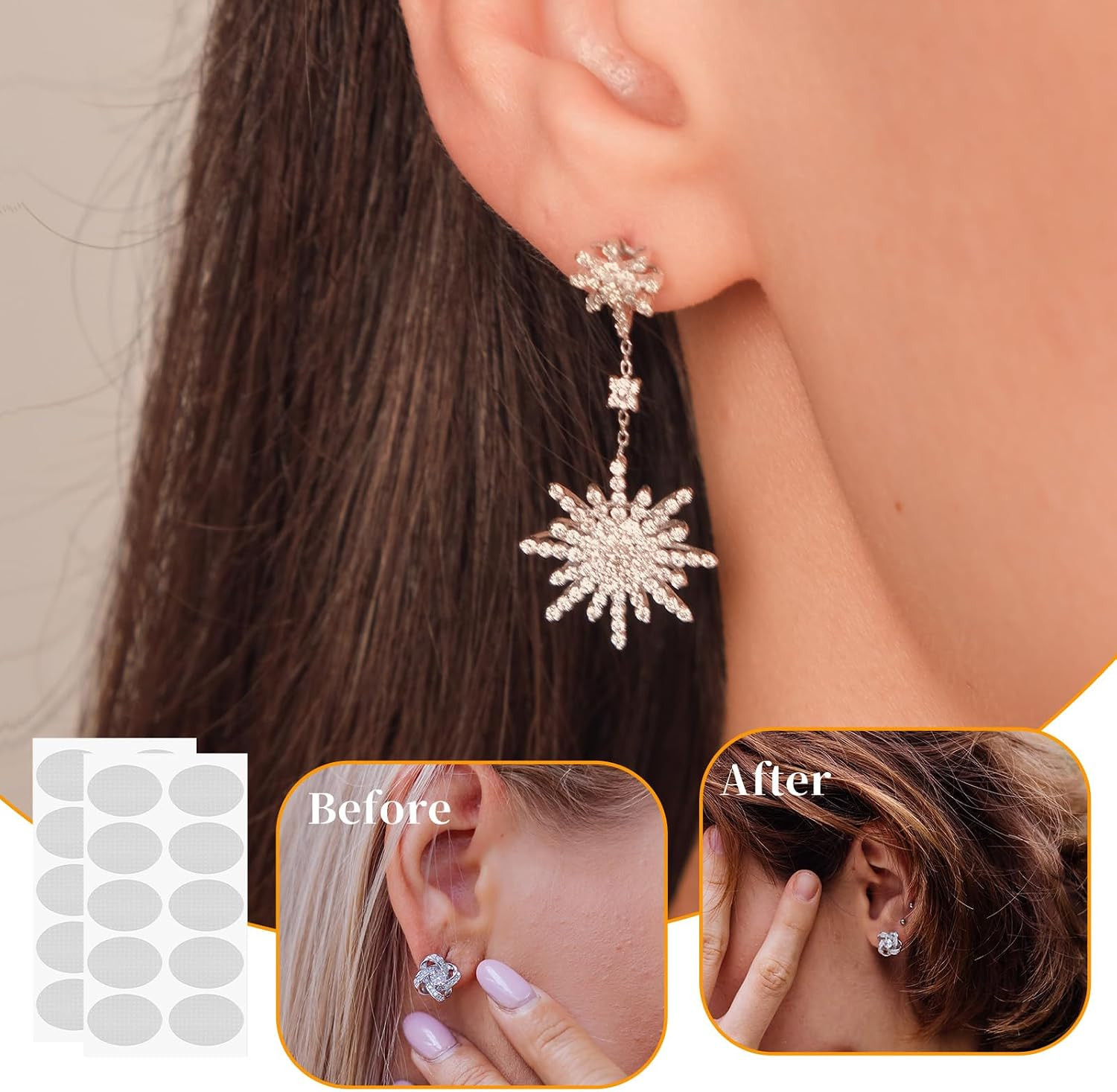600 PCS Clear Earring Stickers for Heavy Earrings, Ear Lobe Support Patches E…
