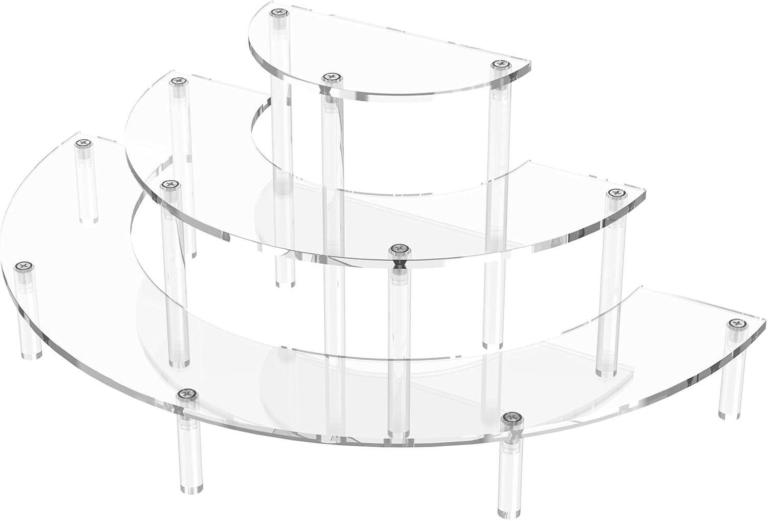 3 Tier Acrylic Display Risers Half Moon Cupcake Stand Clear Perfume Organizer