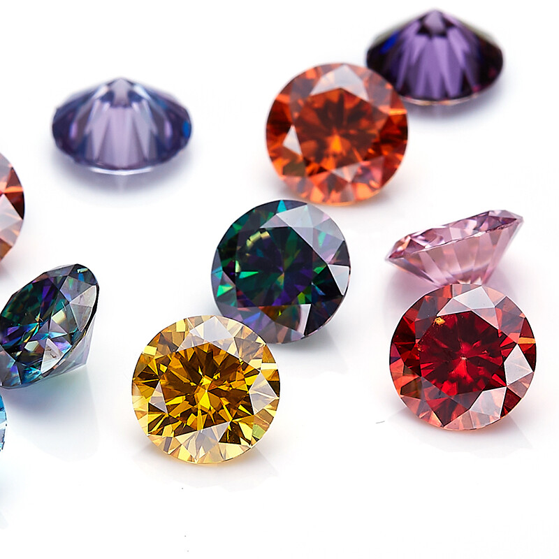 Various Colors 5-9mm Round Brilliant Loose Moissanite Stone Pink Excellent W.GRA