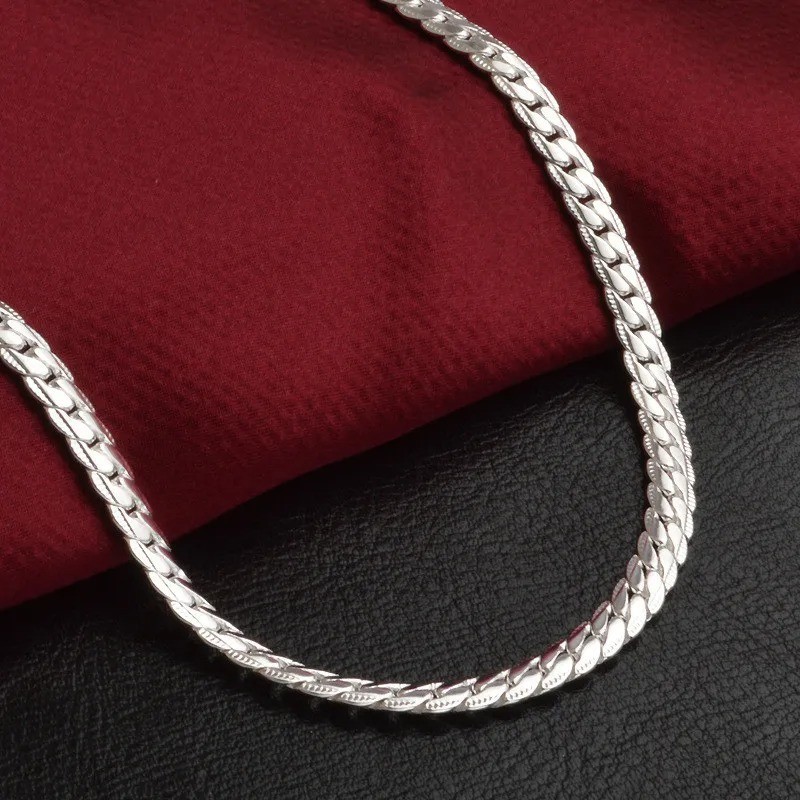 925 Sterling Solid Silver Chain Necklace Jewelry for Women Men Fashion GiftView