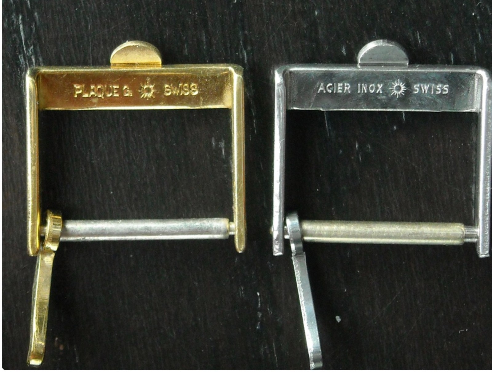 VINTAGE STEEL OR GOLD PLATED OMEGA BUCKLE 16mm INTERNAL DIAMETER – NO STRAP