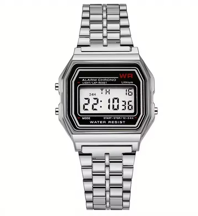 F91W Non-Waterproof Steel Band Watch For Women, Men