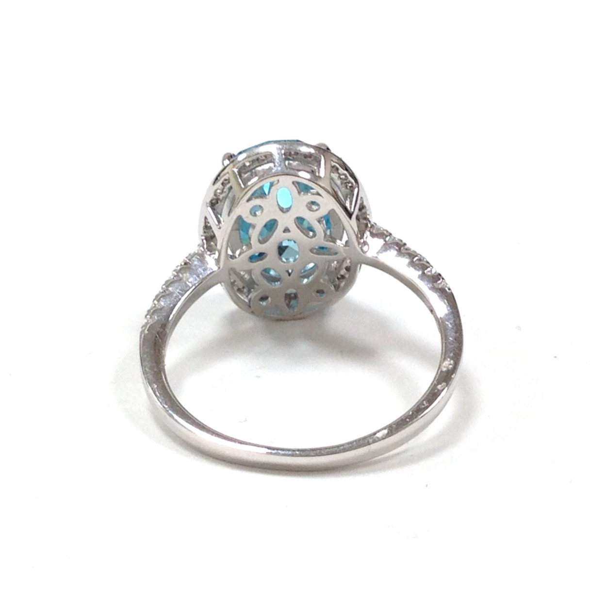 FZN Fuzion Creations 925 Sterling Silver Oval Blue Stone Ring Sz 10.75 Jewelry