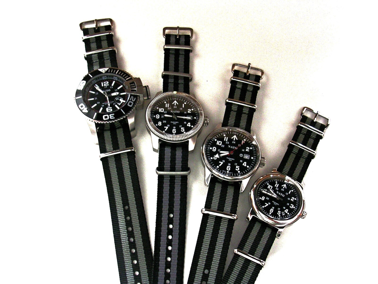 NATO G10 ® Black Grey HD nylon Military Dive watch band RAF strap bond IW SUISSE