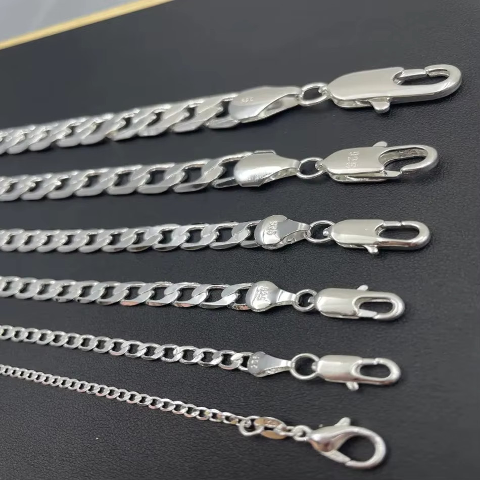 Men’s Women 925 Sterling Silver Necklace 2/4/6/8/10/12MM 40-75cm Chain Necklace