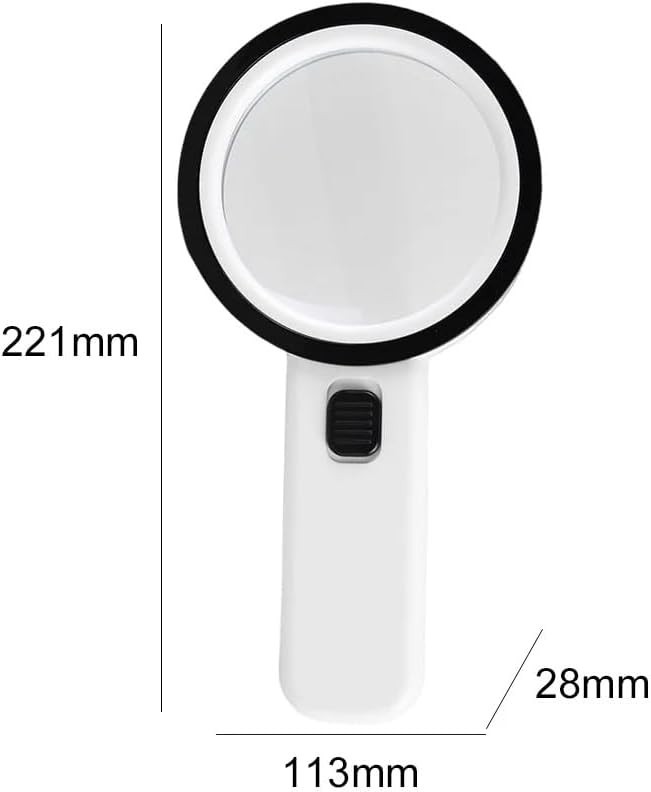 30X Magnifier Handheld Lighted Magnifying Glass Portable Double Glass Lens