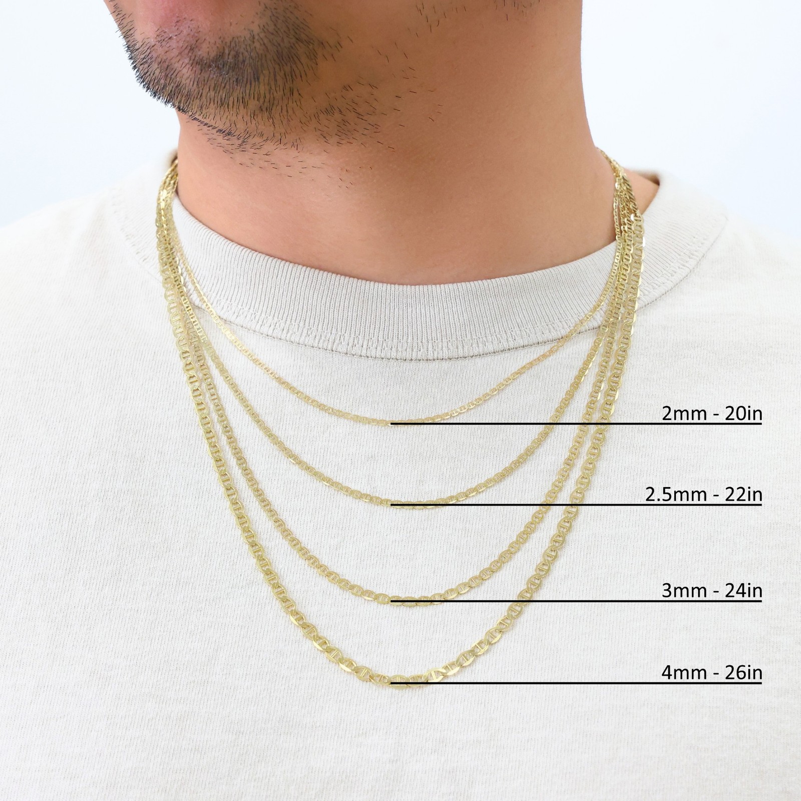 10K Yellow Gold Solid 2mm-9mm Mariner Anchor Link Chain Necklace Bracelet 7″-30″