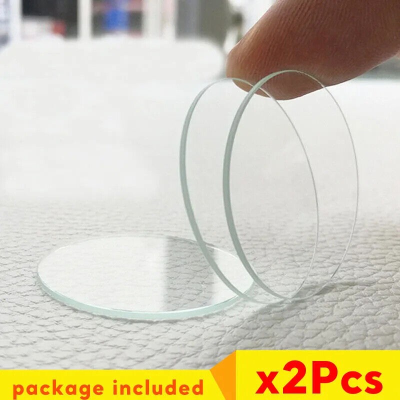 2Pcs 40-56mm Mineral Glass 1.5mm Flat Round Watch Crystal Watch Lens Repair Kit