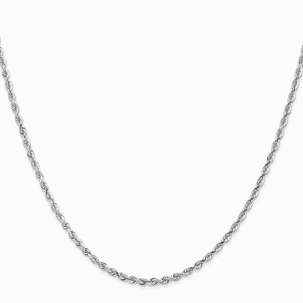 10K White Gold 2.25mm Diamond-Cut Quadruple Rope Chain Necklace 16″-30″
