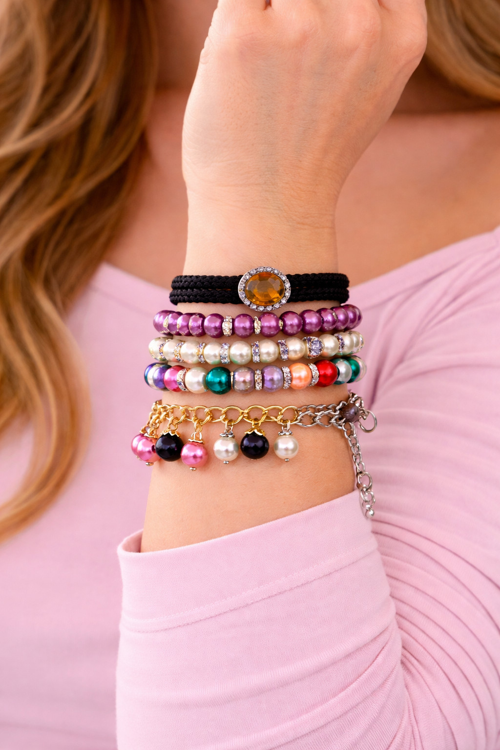 144 Pcs Wholesale Jewelry Bundle Beaded Bracelets Charm Bracelets Bulk Closeout
