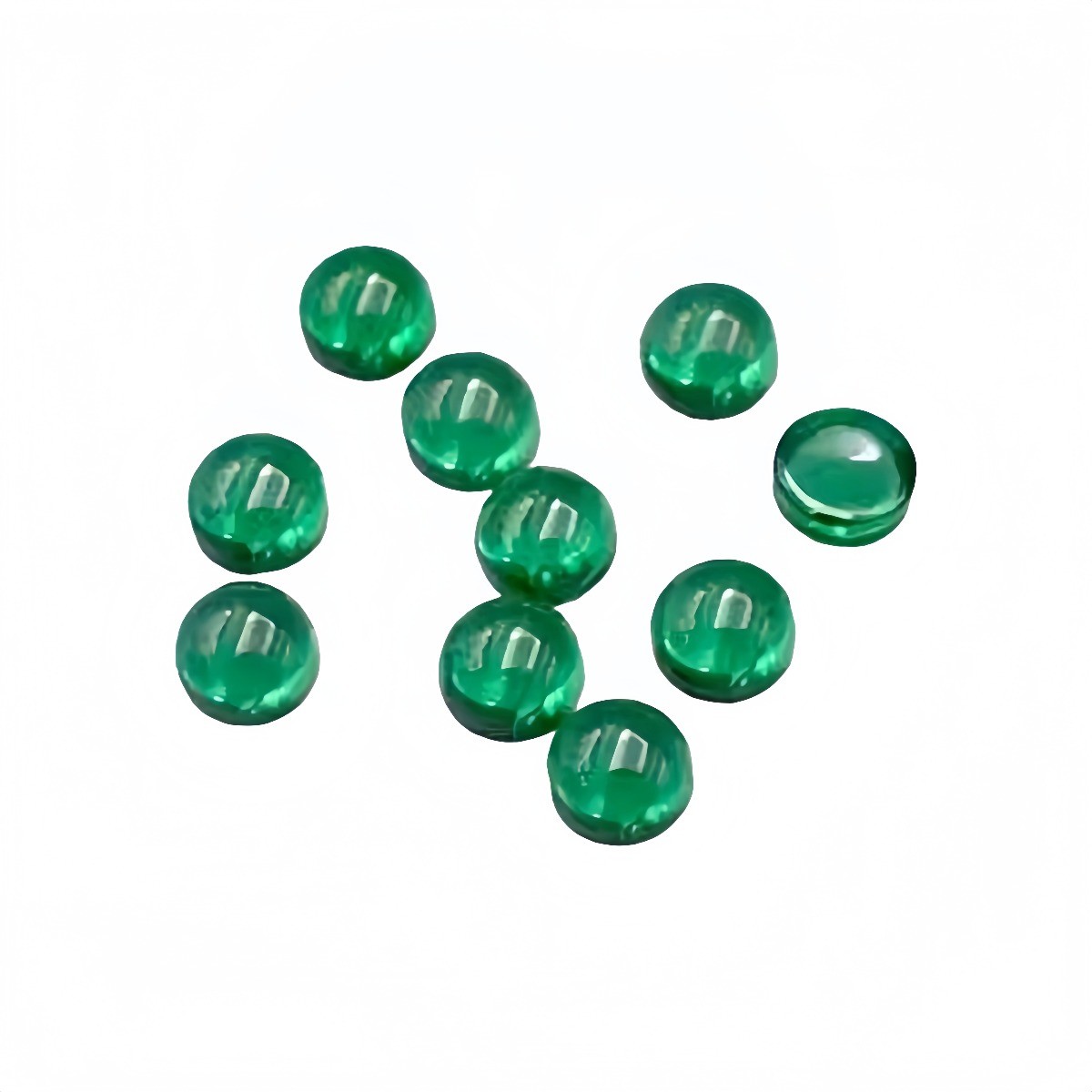 10pcs Round Rich Green Emerald Cabochon Smooth Polished Flat Back 1mm-4mm