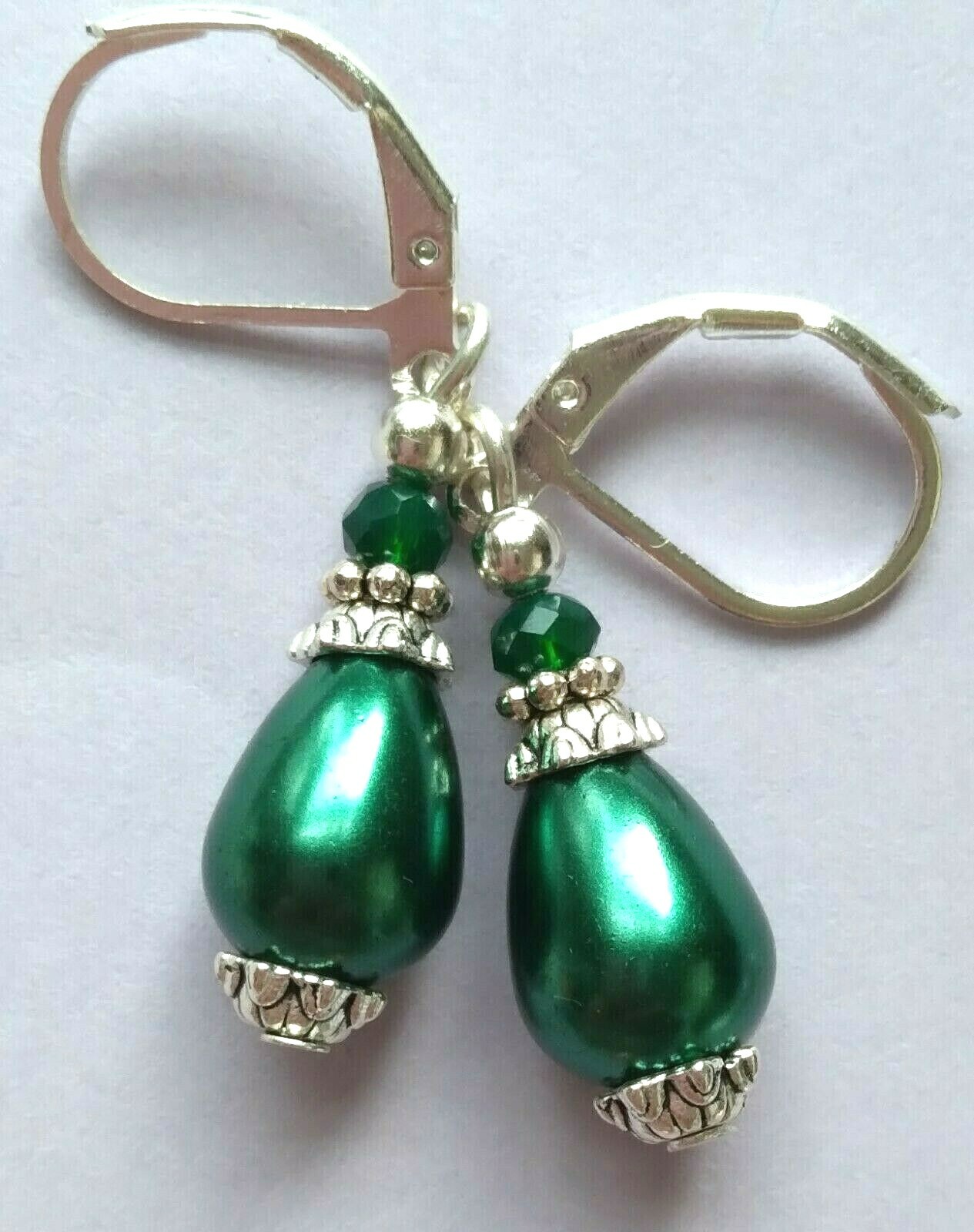 GLASS PEARL TEAR DROPS Lever back handcrafted YOU CHOOSE xx