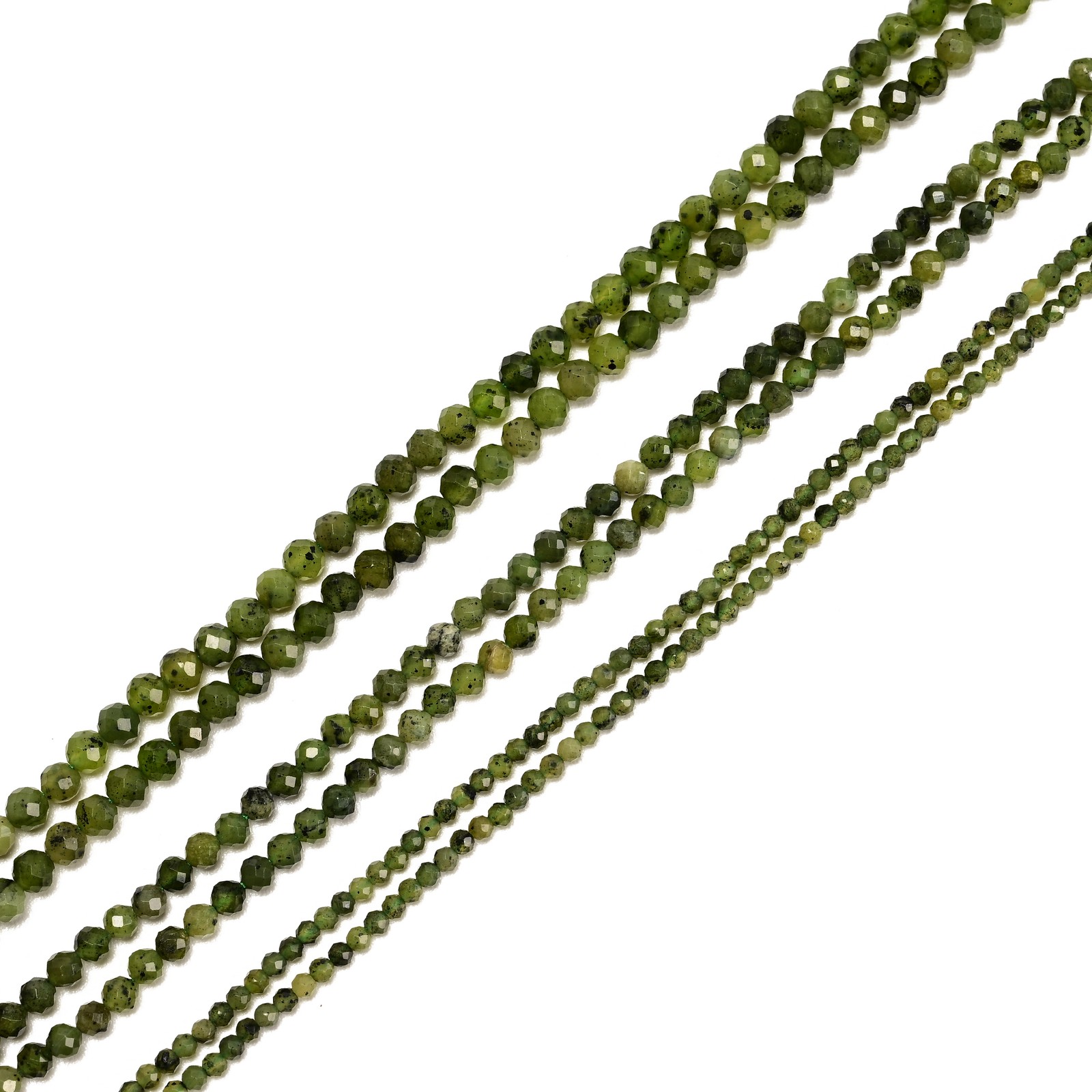 Natural Green Jade Faceted Round Beads Size 2mm 3mm 4mm 15.5” Strand