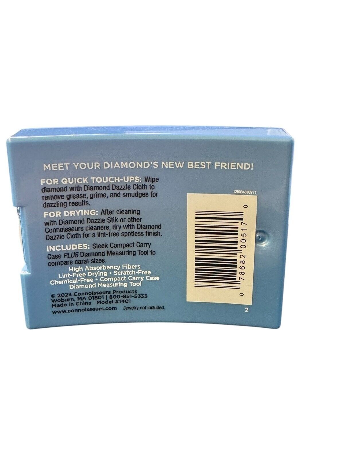 CONNOISSEURS Jewelry Cleaner Diamond Dazzle Polishing Cloths 2- 7in x8in