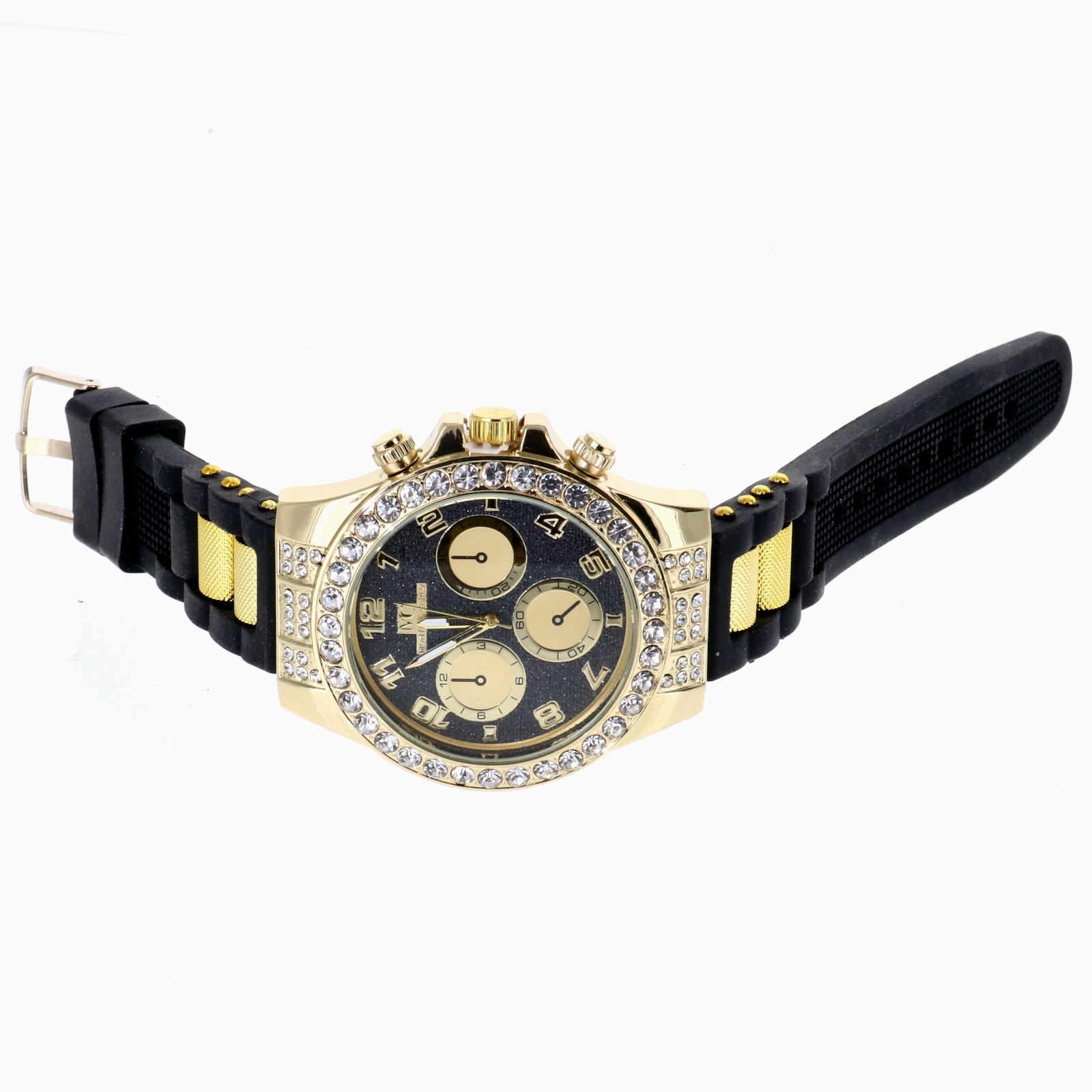 Men’s Hip Hop Watch Iced Bling Rapper Big Stones Silicone Band Luxury Fashion