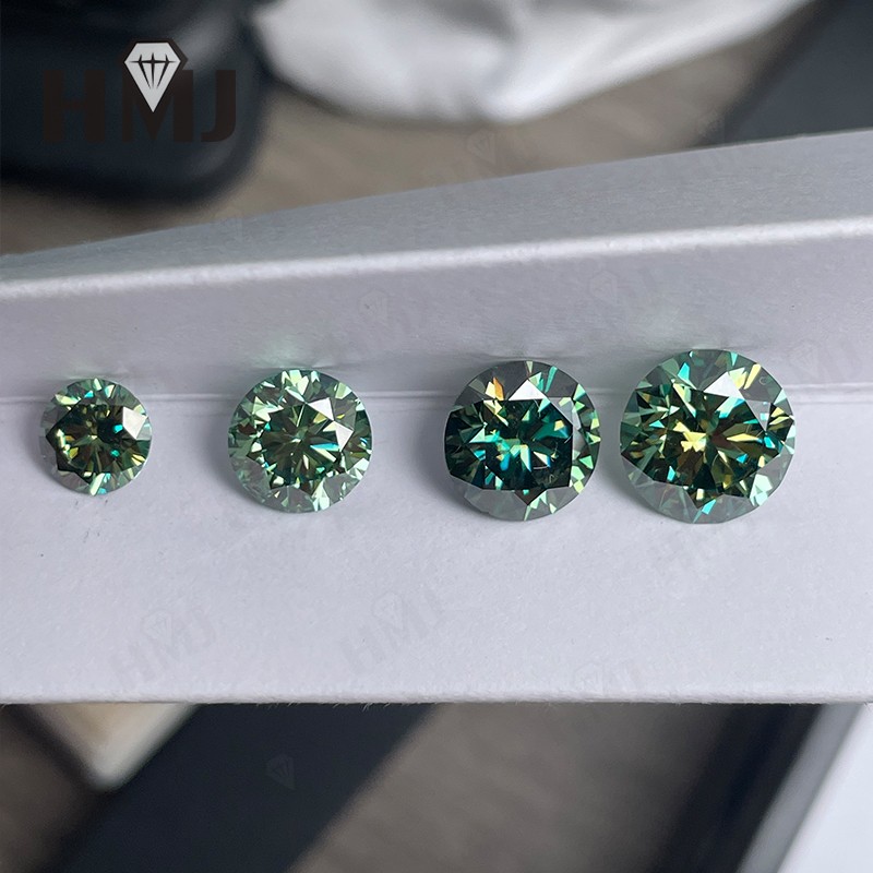 Round Green Blue Colors Loose Moissanite Stone Gemstone VVS1 W. GRA Certificate