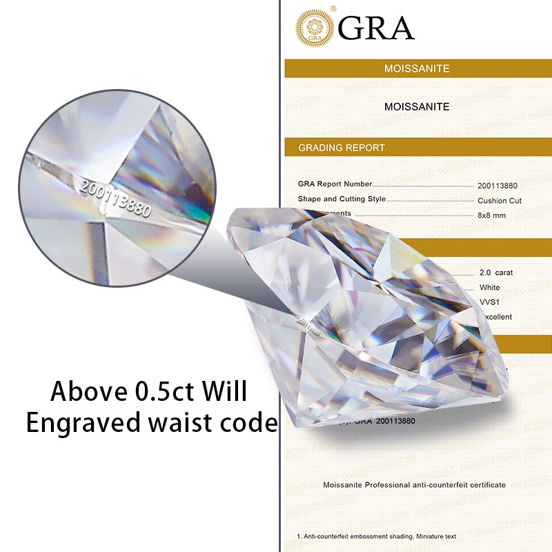 US 0.1-10ct Cushion Cut D Color Moissanite Loose VVS1 GRA Certificate Wholesale