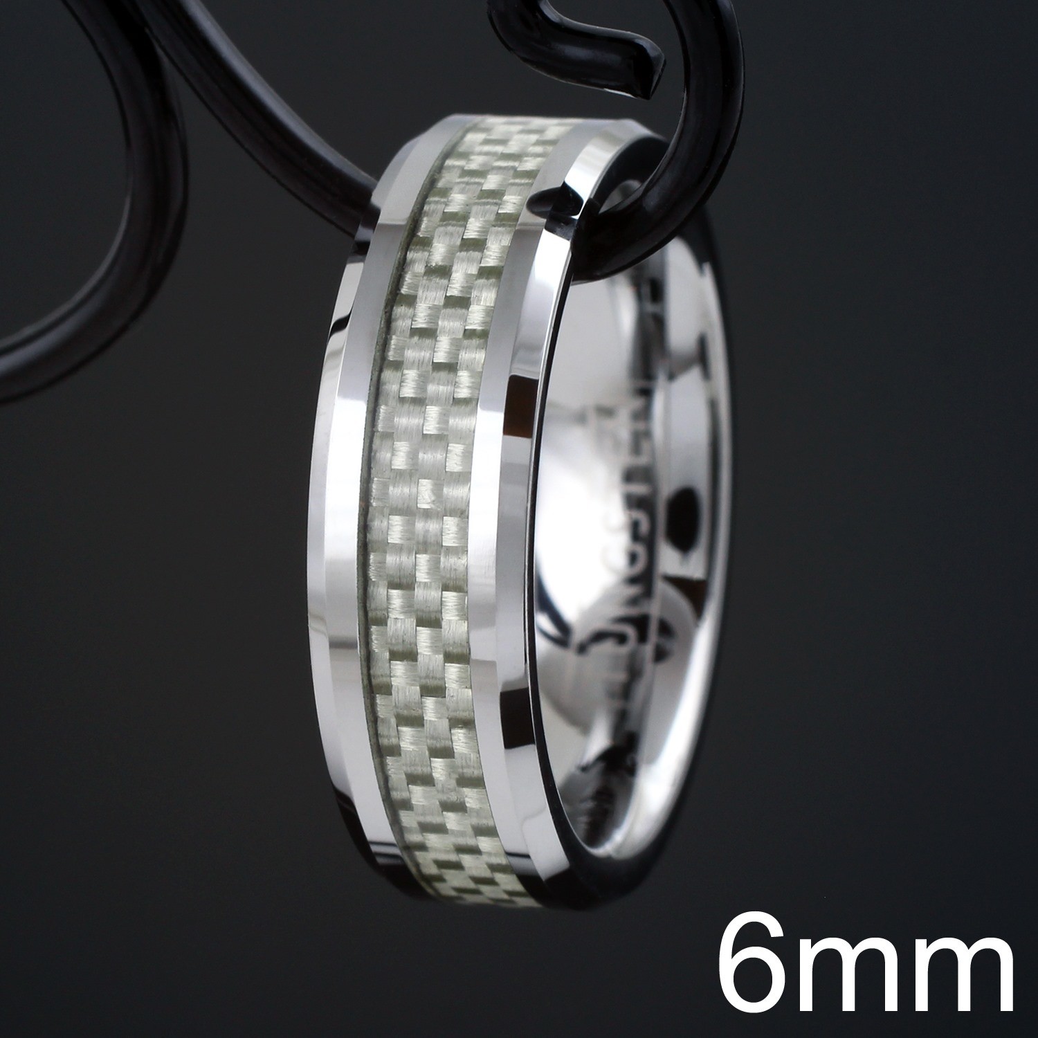 Tungsten White Carbon Fiber Wedding Band Ring Size 5-15 Men’s or Women’s
