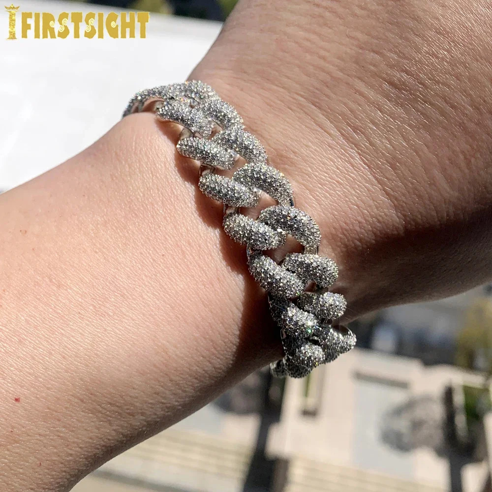 Men’s Iced Cuban Link Chain Necklace 15 mm Silver Tone