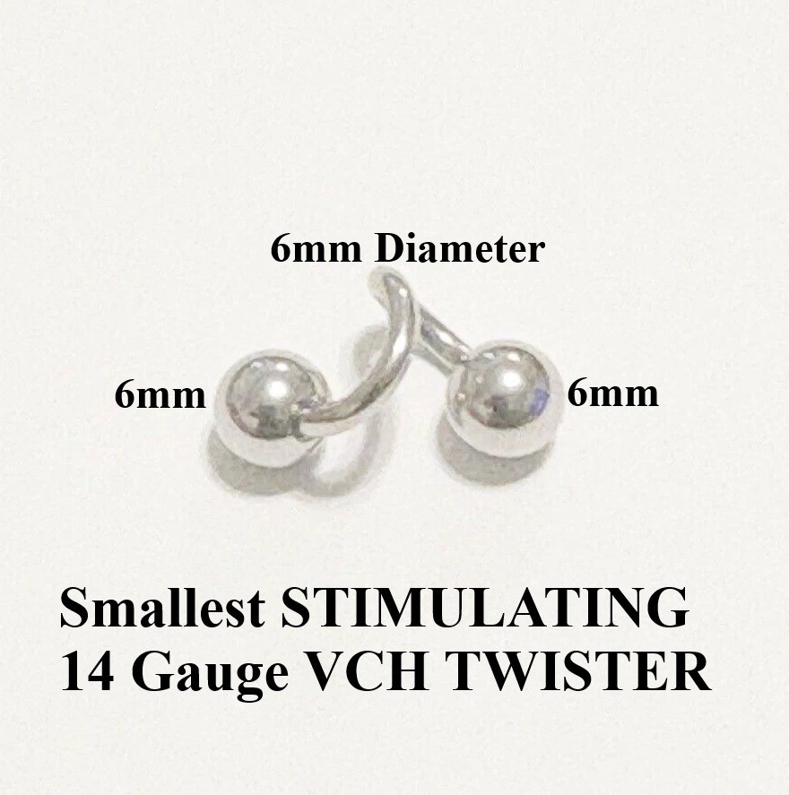 Surgical Steel 8mm 14g 6mm Big Balls VCH Piercing TWISTER Barbell.