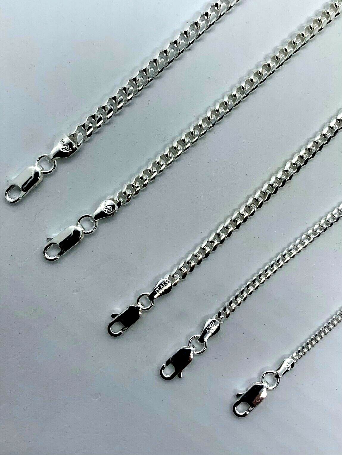 925 Sterling Silver SOLID Miami Cuban Link Chains MEN’S WOMEN’S 2mm-5mm 16″-30″