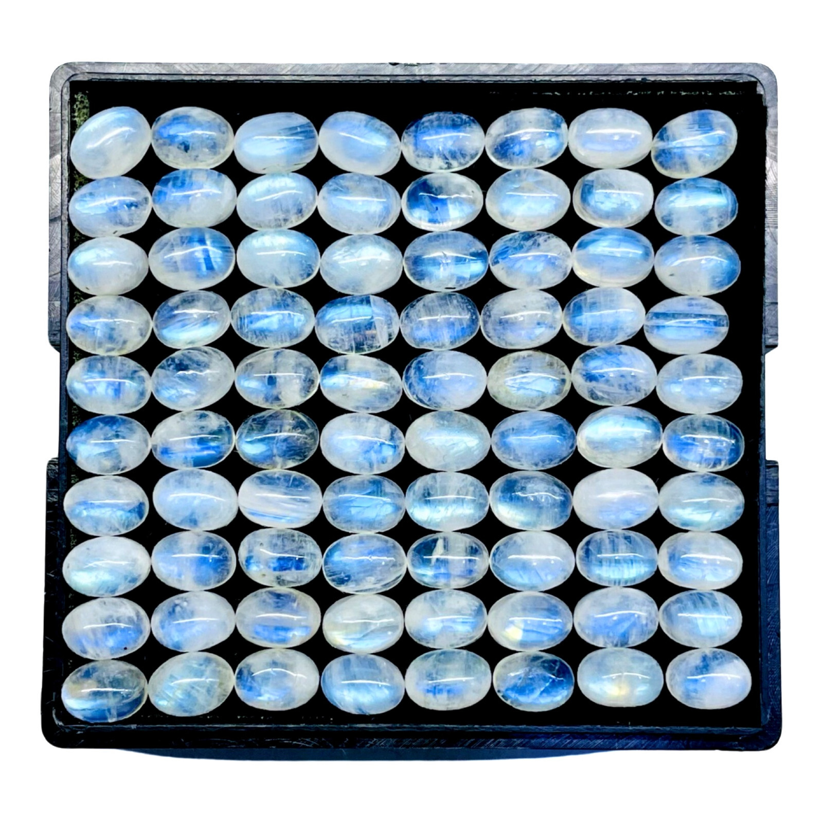 100 Pcs Natural Rainbow Moonstone 7x5mm Oval Loose Cabochon Gemstones Lot