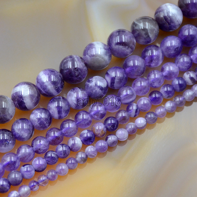 Natural Purple Dream Lace Amethyst Loose Beads Strand 15.5″ 4mm 5mm 6mm 8mm 10mm