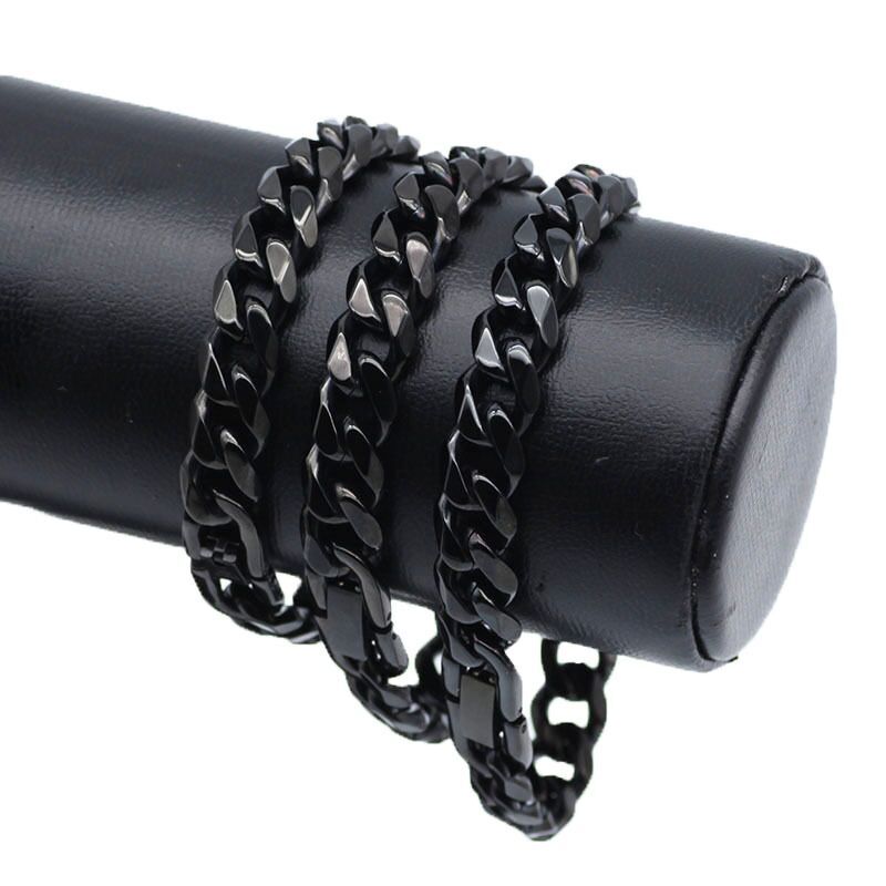 10mm Wide Man Woman Stainless Steel Curb Cuban Link Chain Bracelet Bangle Cuff