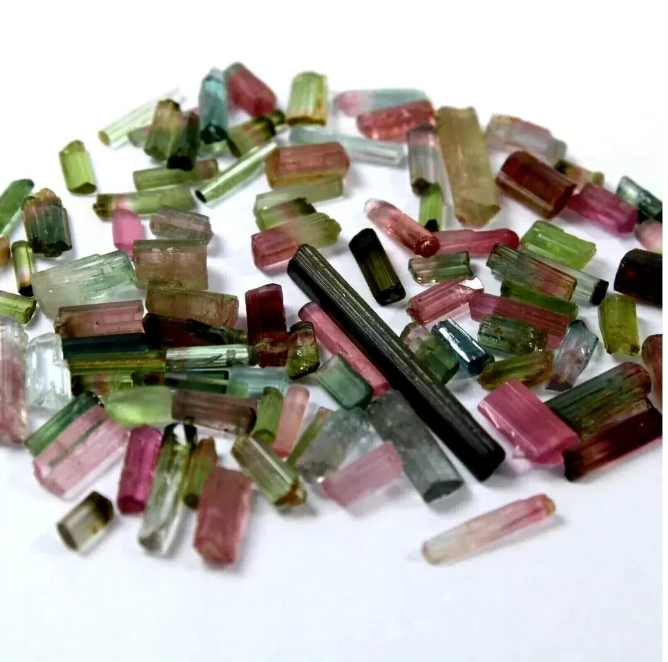 Natural 250 Ct+ Bi-Color/Multicolor Tourmaline Pencil Rough Lot Loose Gemstone