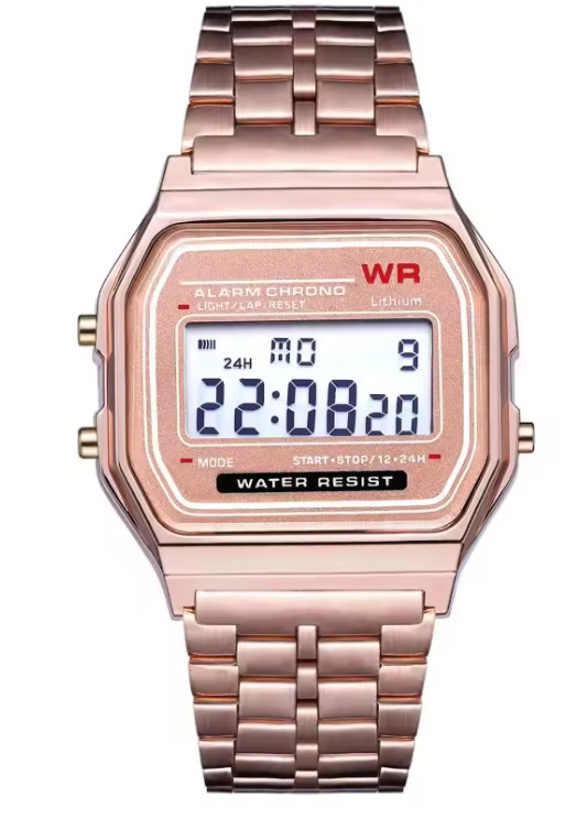 F91W Non-Waterproof Steel Band Watch For Women, Men