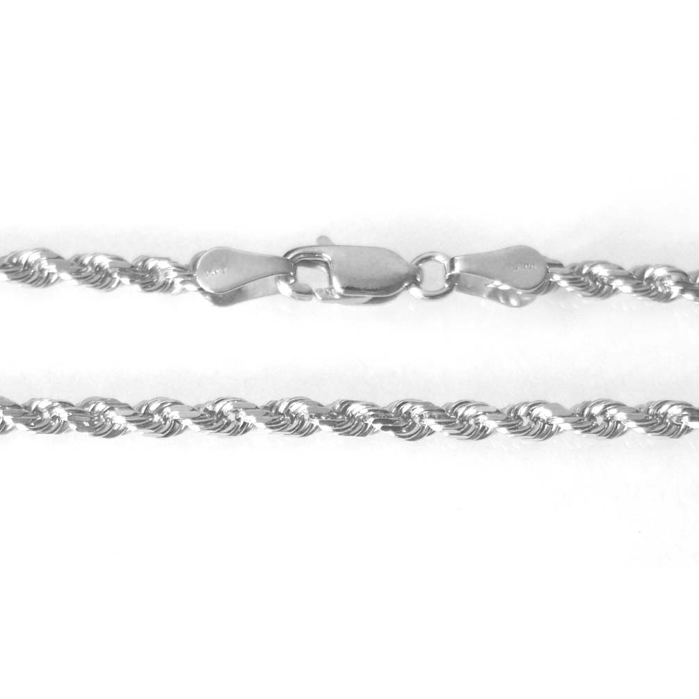 14K Solid White Gold Rope Chain 2.3 Grams W: 1.0 mm L: 16 inches (40 CM)-60