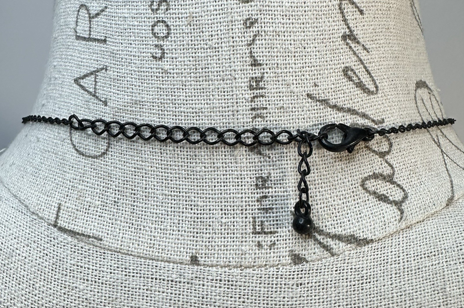 Black Dangle Fringe Necklace with Aurora Accent Crystals and Black Beads
