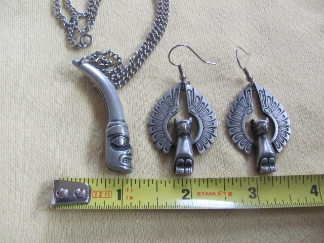 Box lot pewter jewelry R. Tennesmed Sweden NorthWest Canada necklaces earrings