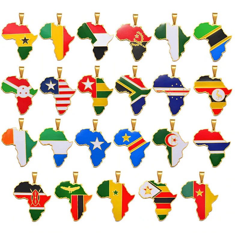 Morocco Flag Africa Map Necklace