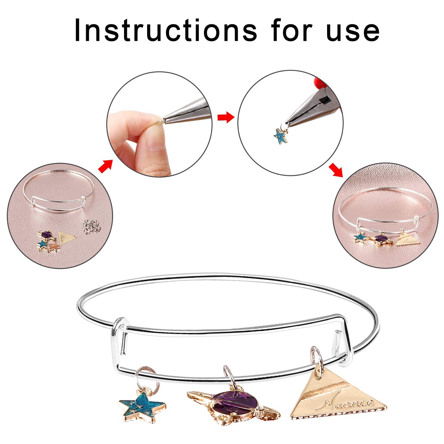 60 Pcs Adjustable Wire Bangle Bracelets for Jewelry Making DIY Gift Bracelets