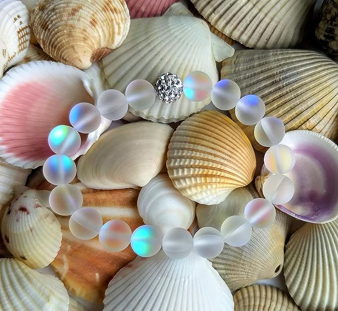 Glowing Moonstone Beaded Bracelet Delicate Healing Balancing Stretch Bracelet