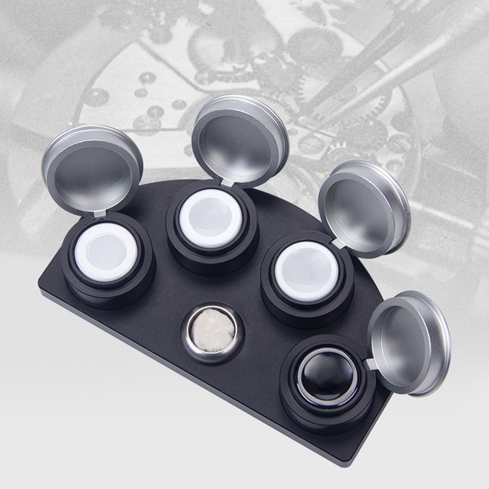 Replaceable Oil Cup Stand with 4 Ceramics Containers for Watchmaker