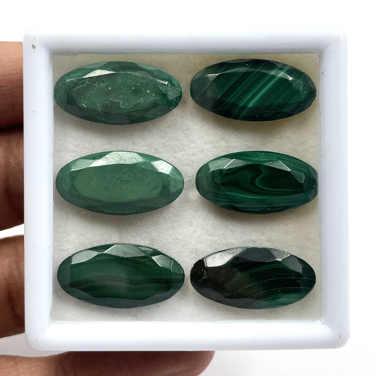 Natural Malachite Oval Checker Cut Loose Gemstone Lot 11 Pcs 10*20 MM 119 CT